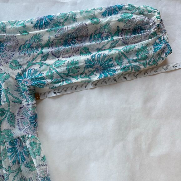 Calypso St Barth 100% Silk Semi Sheer Floral Embroidered Popover Blouse Small - Picture 13 of 13